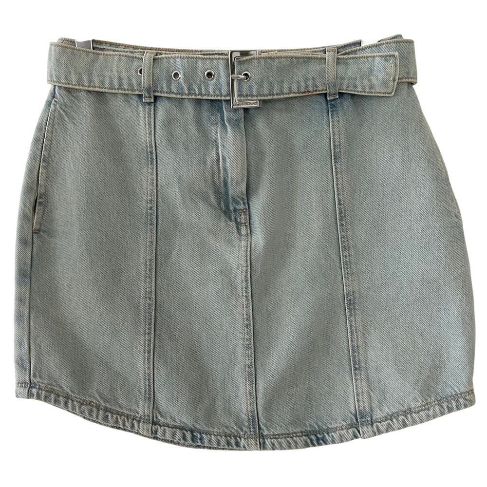 Denim Mini Skirt by Armani Exchange Sz. 4 Festival Grunge Western Belted